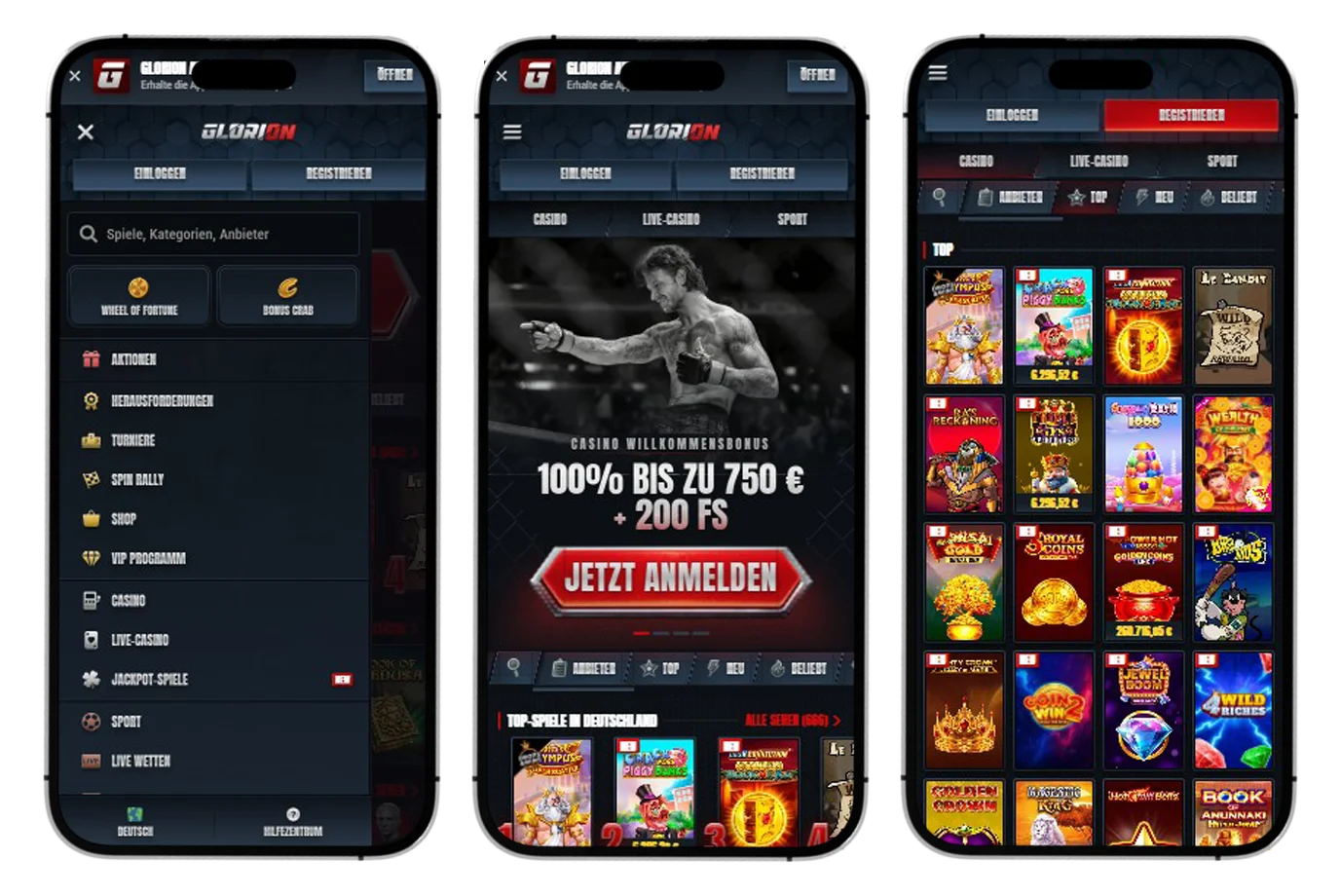 Glorion Casino Mobile Version und App