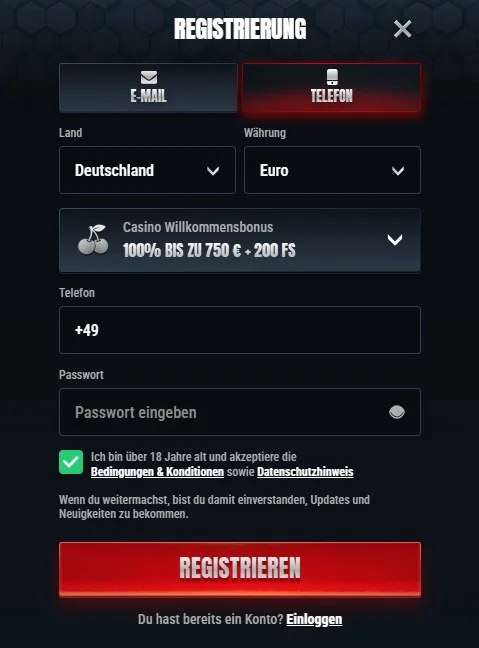 Glorion Casino Registrierung und KYC